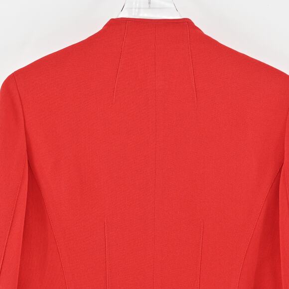 Vtg EMANUEL UNGARO Jacket Womens Size 8 Petite Solid Red Full Zip Blazer Classic - Picture 5 of 14